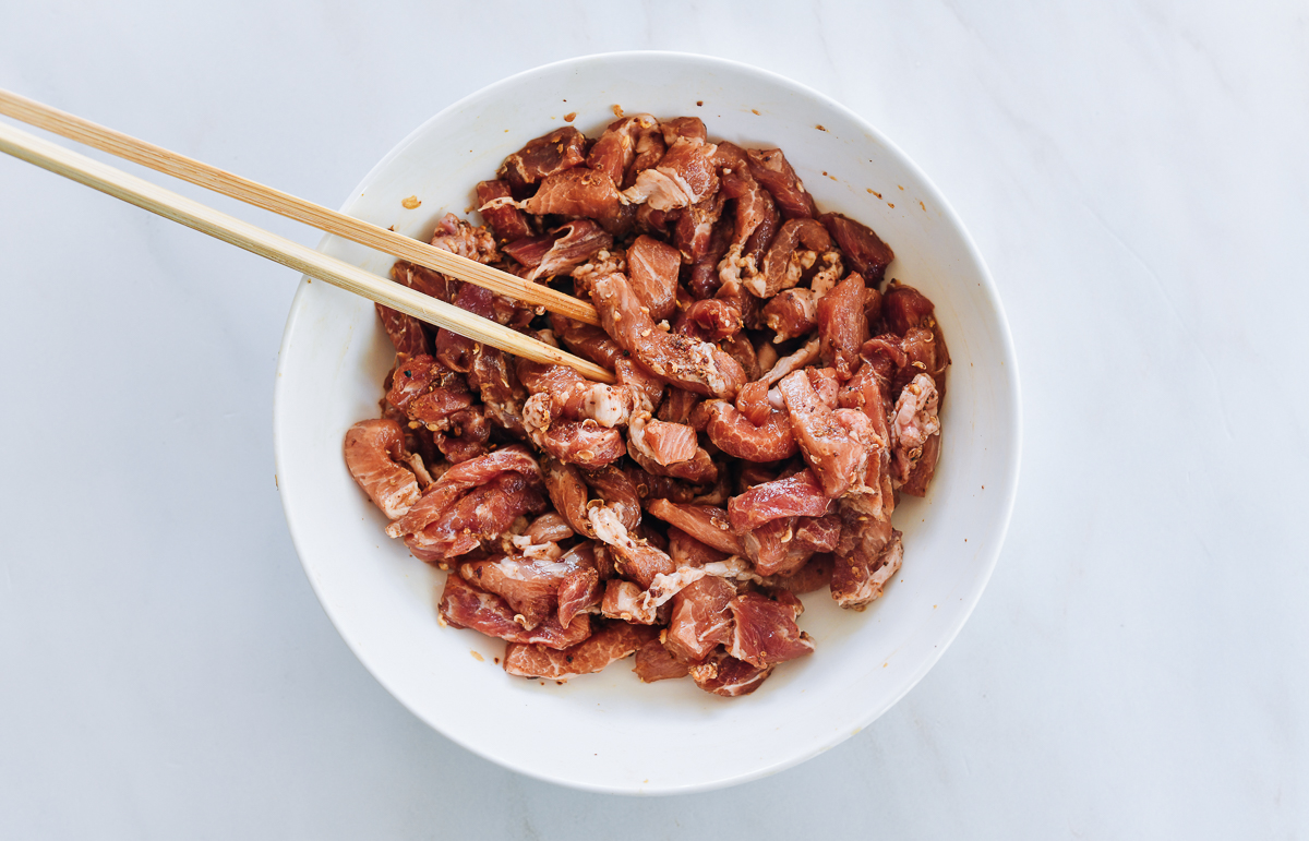 marinated pork strips