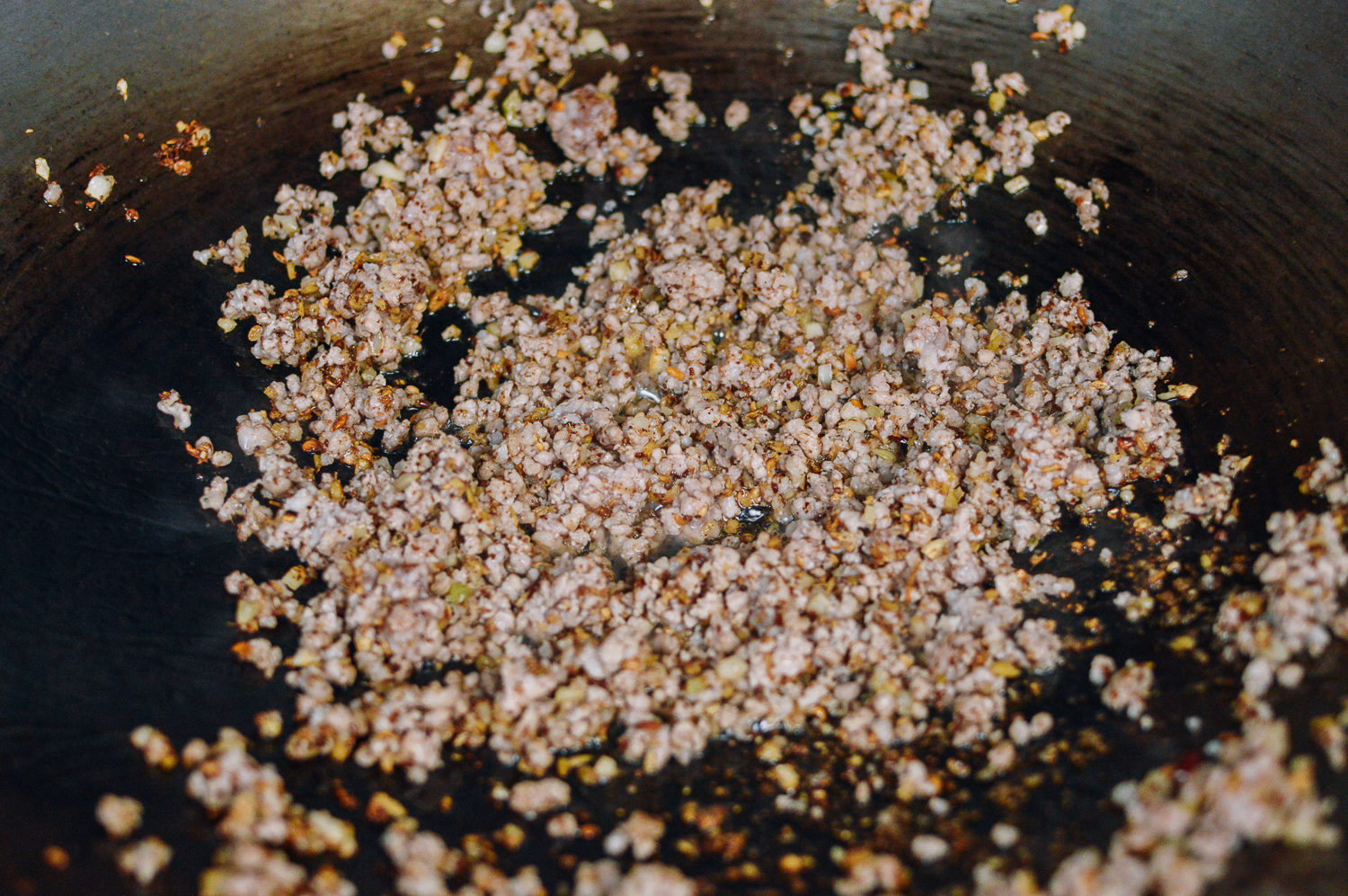 Browning ground pork, thewoksoflife.com