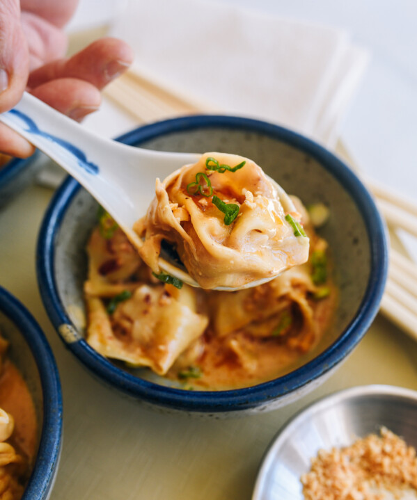 Wontons with Peanut Sauce recipe